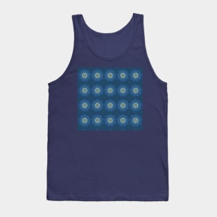 Flowers Pattern with a blue background Tank Top